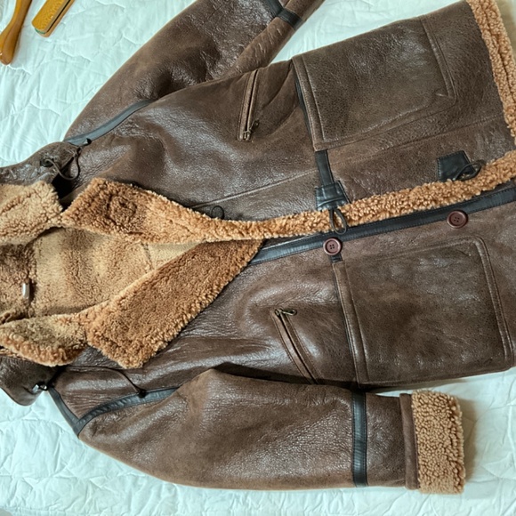 Men’s Orvis hooded shearling leather coat medium parka runs large - Picture 5 of 5